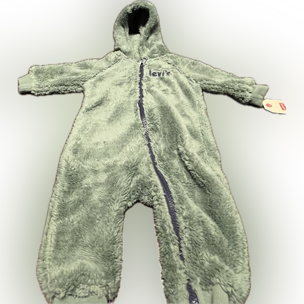 Levi's Sherpa Full Zip Long Sleeve Baby Unisex Footie Coveralls Size 6 months